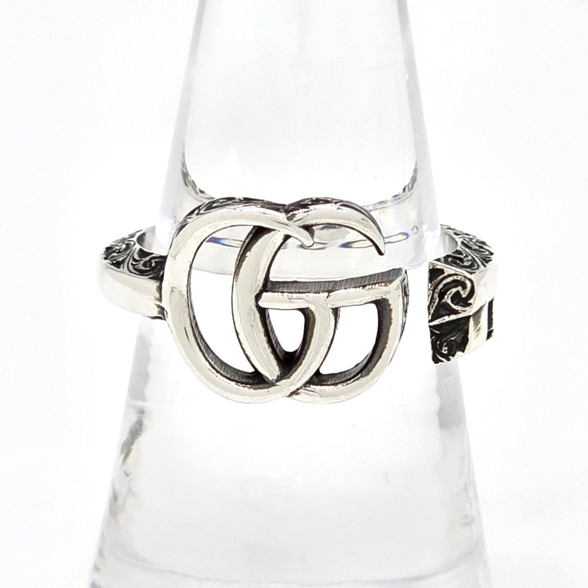 Gucci Double Key Motif Ring Aging Finish Star Silver