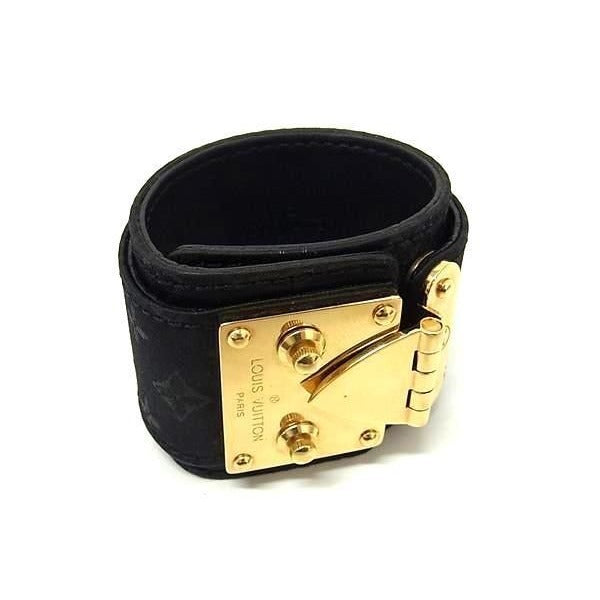 Louis Vuitton Bracelet Cellule Black Monogram Satin Gold