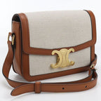 Celine Classic Triomphe Crossbody Shoulder Bag Jacquard Beige