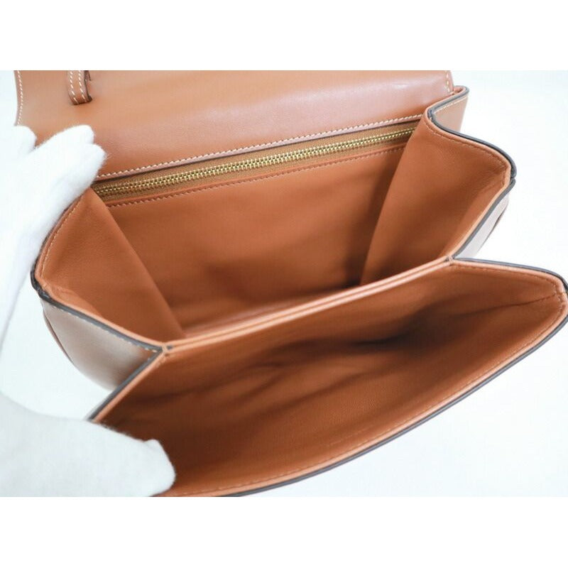 Celine Tab Shoulder Bag Leather Brown Gold — view 5