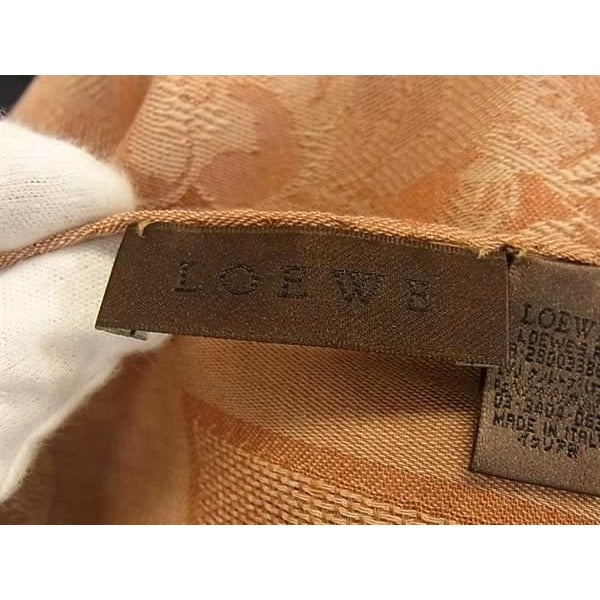 Loewe Shawl Orange 35% Cashmere Silk 30% Wool Floral Fringe — view 2