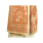 Loewe Shawl Orange 35% Cashmere Silk 30% Wool Floral Fringe — view 3