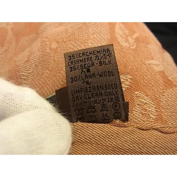 Loewe Shawl Orange 35% Cashmere Silk 30% Wool Floral Fringe — view 5