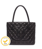 Chanel Tote Shoulder Bag Gold Caviar Leather