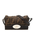 Fendi Selleria Zucca Crossbody Shoulder Bag Brown Canvas Leather