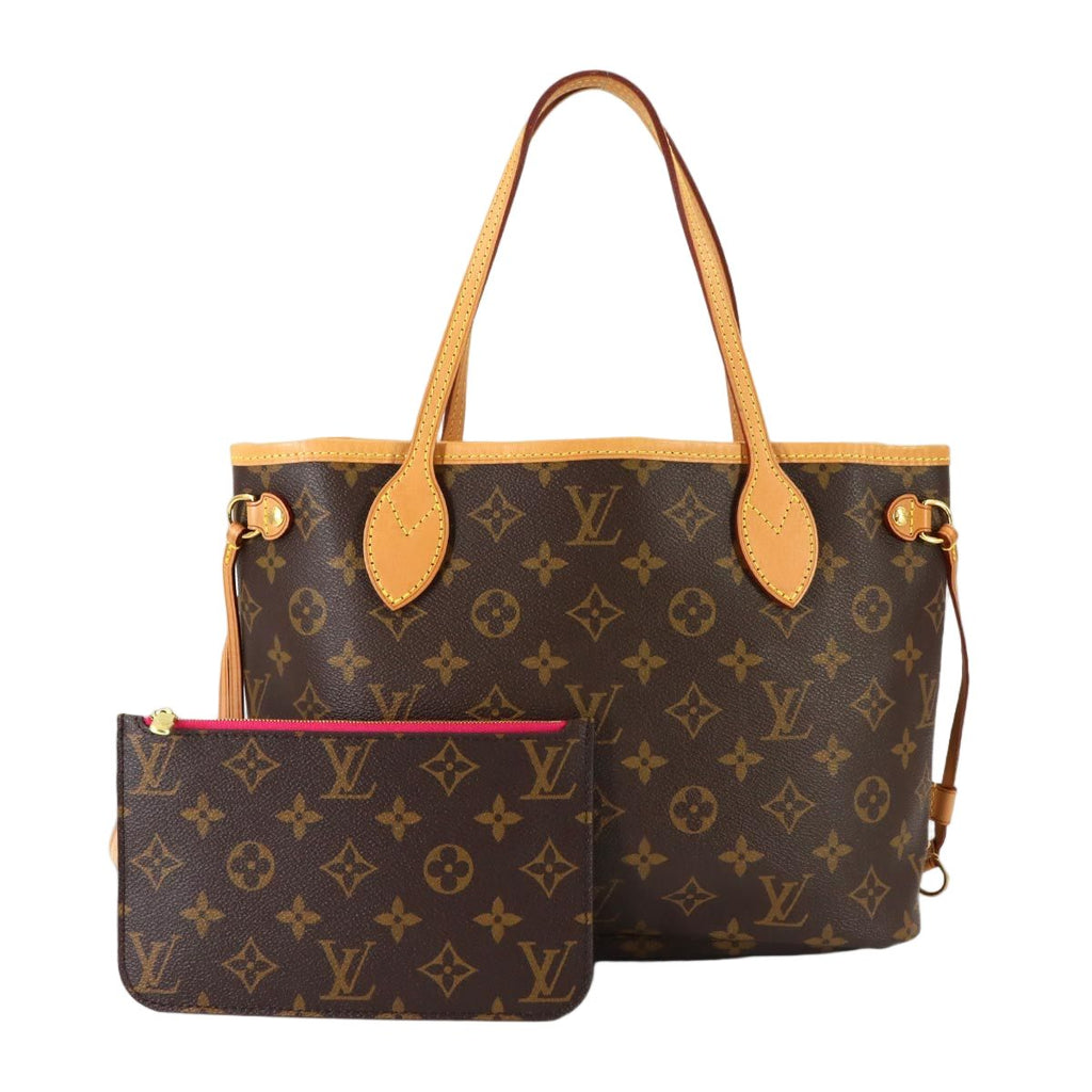 Louis Vuitton Monogram Neverfull PM Tote Brown Fuchsia