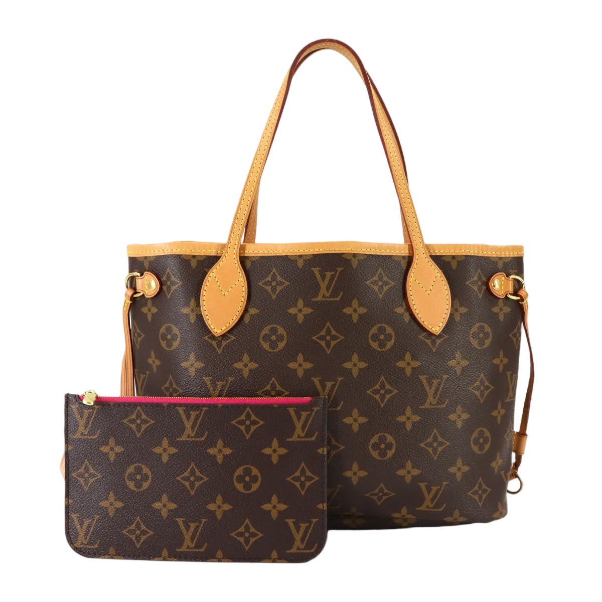 Louis Vuitton Monogram Neverfull PM Tote Brown Fuchsia