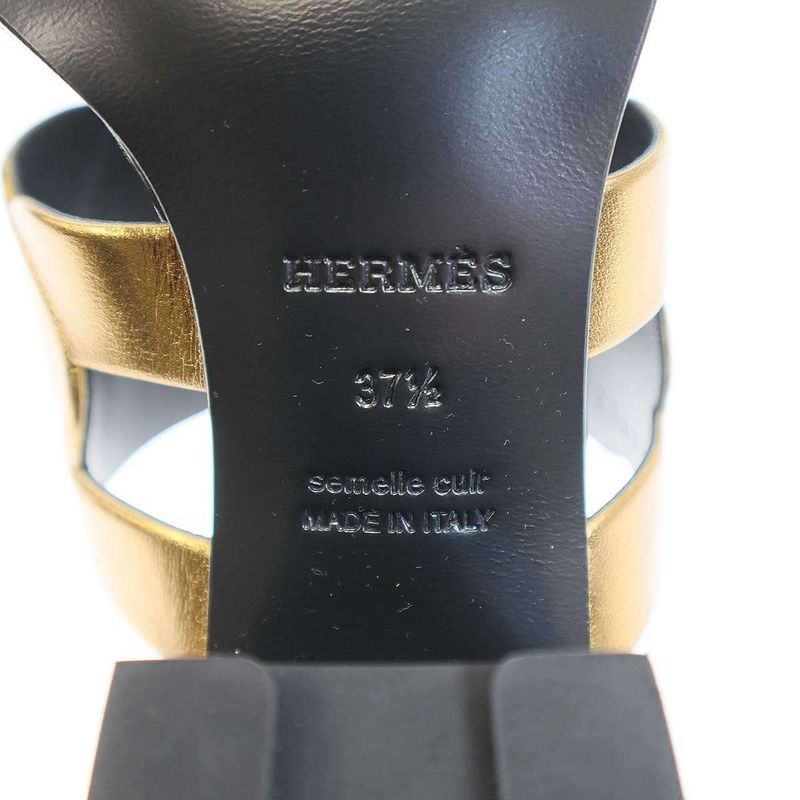 Hermes Gaby Sandals 60 Heel Black Gold 37 1 2 — view 6