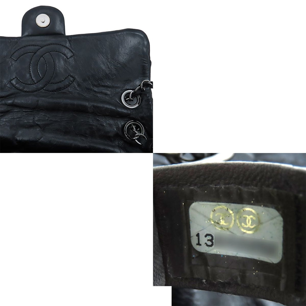 Chanel Shoulder Bag Black Gold Calfskin Twisted Gathered Chain Flap — view 8