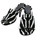 Bottega Veneta Pose Zebra Pattern Faux Fur Rubber Black White Mules
