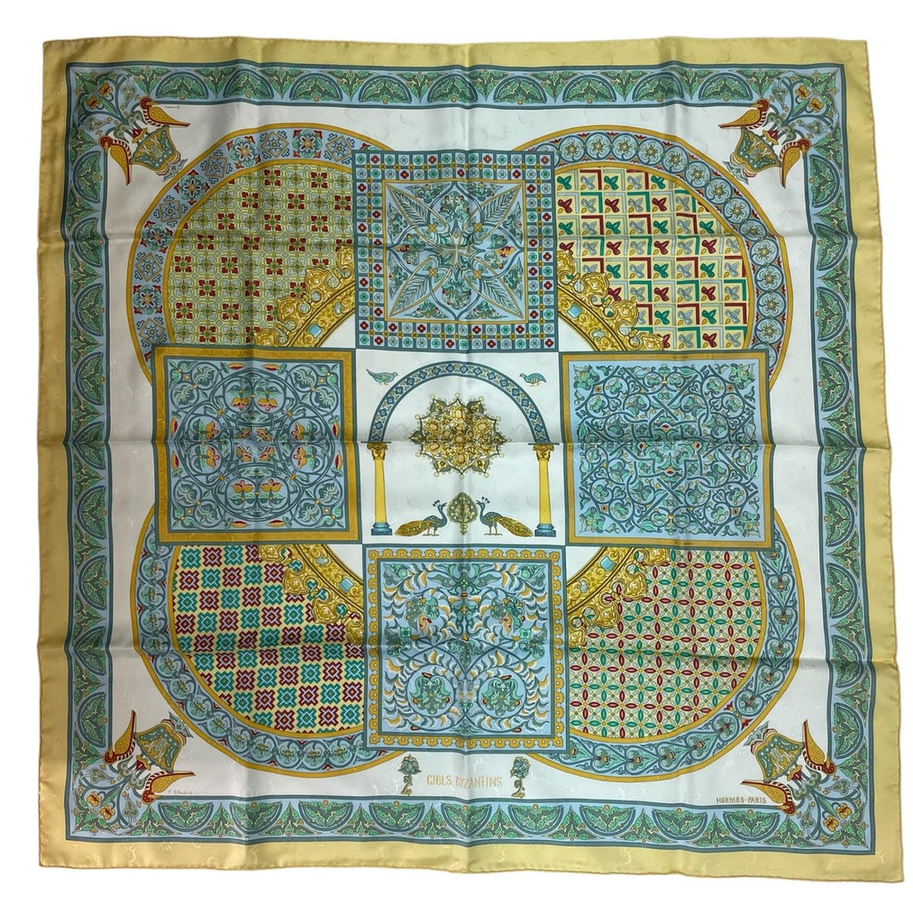 Hermes Scarf Silk Carre 90 Ciels Byzantins Byzantine Sky Yellow