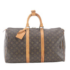 Louis Vuitton Monogram Keepall 45 Leather Boston Bag Tote Carry