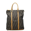 Fendi Zucca Tote Brown Beige Canvas Leather