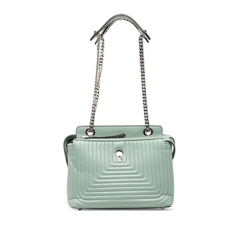 Fendicom Click Chain Shoulder Bag 8 Bn299 Light Blue Leather — view 2