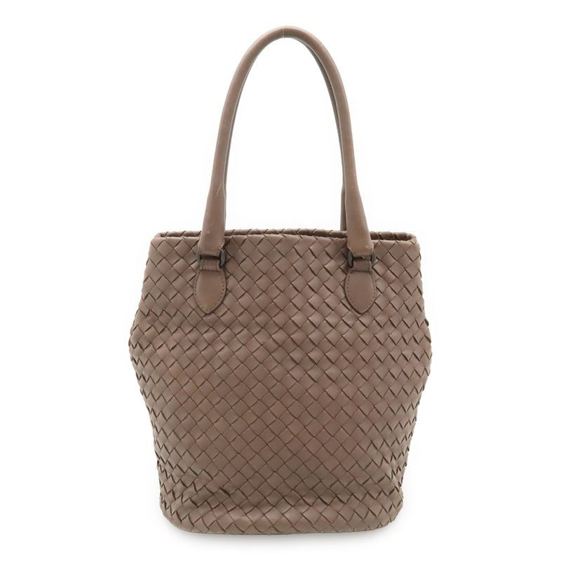 Bottega Veneta Intrecciato Tote Bag Handbag Leather Pink Brown