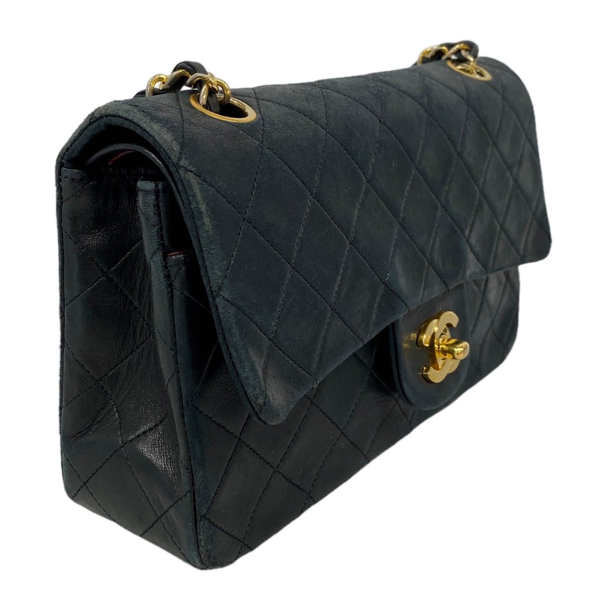 Chanel Shoulder Bag Quilted Lambskin Black Gold — view 2