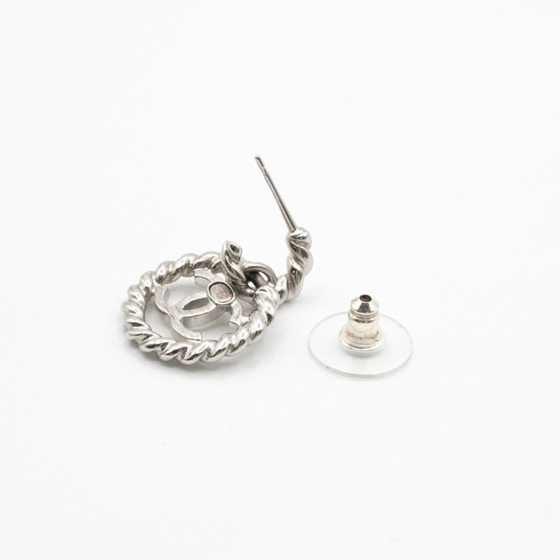 Chanel Earrings Silver Coco Mark Circle — view 5