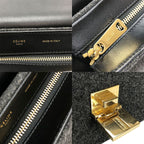 Celine Handbag Trapeze Leather Wool Black Gray — view 6