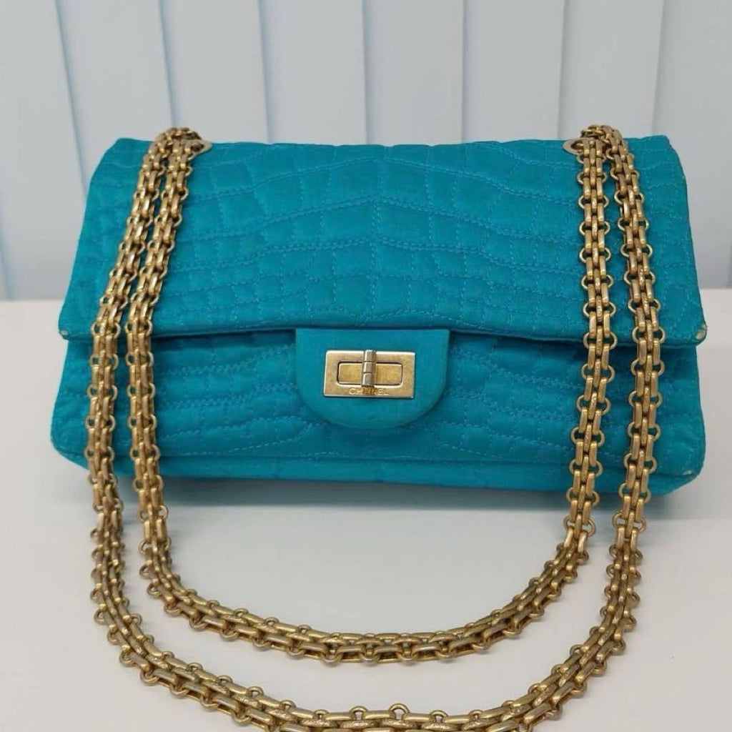 Chanel 2.55 Chain Shoulder Croco Pattern Nylon — view 2