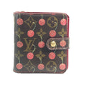 Louis Vuitton Bifold Wallet Compact Zip Monogram Cherry Canvas Brown X Red