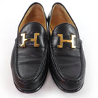 Hermes Vintage Constance Gold Hhardware Leather Loafers Black 37 — view 4