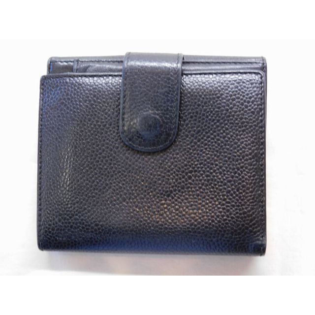 Chanel CC Logo Compact Wallet Caviar Leather Black Vintage — view 2