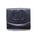 Chanel CC Logo Compact Wallet Caviar Leather Black Vintage