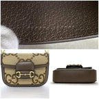 Gucci Shoulder Bag Brown Beige Horsebit — view 9