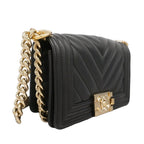 Chanel Shoulder Bag Boy Stitch Lambskin Black Champagne Gold — view 2