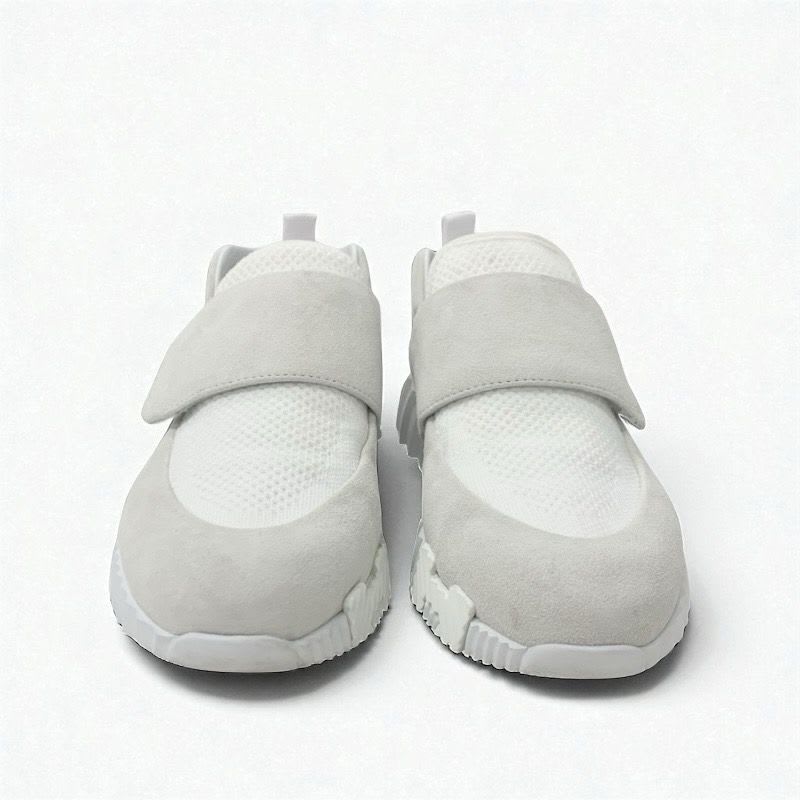 Hermes H Sneakers Shoes Suede Fabric White Velcro — view 2