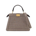 Fendi Peekaboo ISeeU Petit 2-Way Bag Canvas Leather Brown