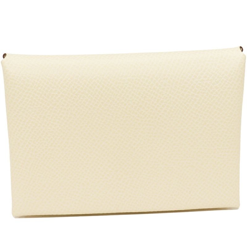 Hermes Coin Case Card Calvi Duo Epson Nata Silver Hardware