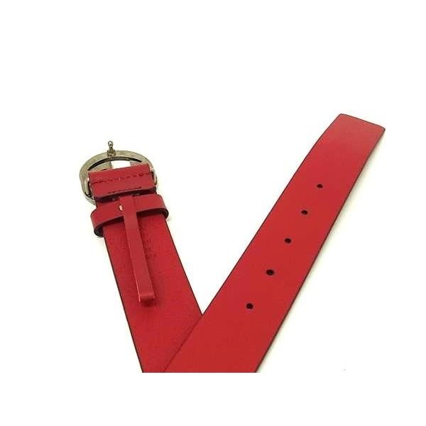Gucci Interlocking Leather Silver Belt Red — view 3