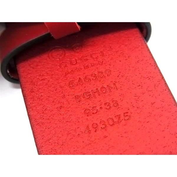 Gucci Interlocking Leather Silver Belt Red — view 4