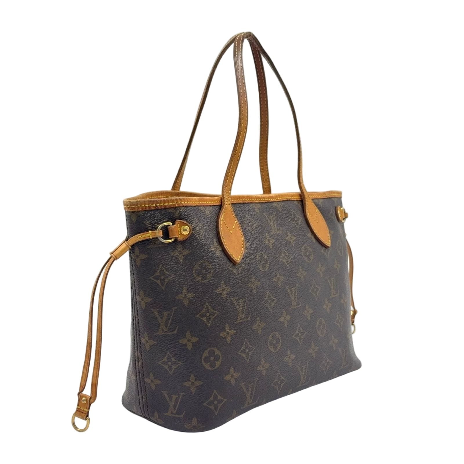 Louis Vuitton Neverfull PM Monogram Leather Brown Tote Gold — view 2