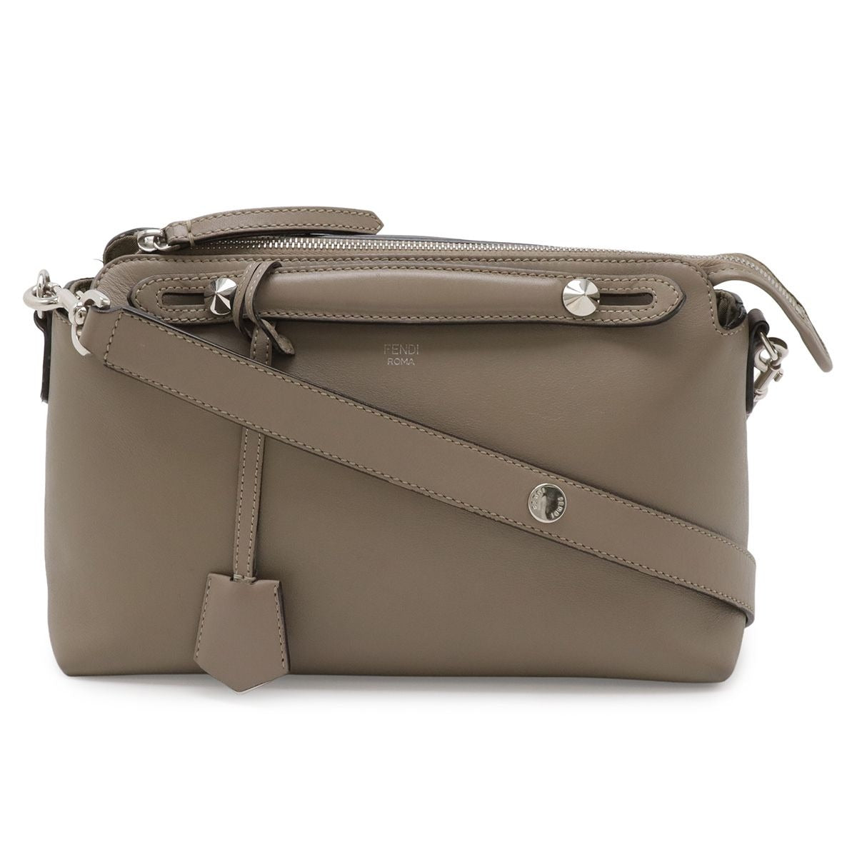 Fendi by the Way 2-Way Shoulder Bag Leather Grey Silver