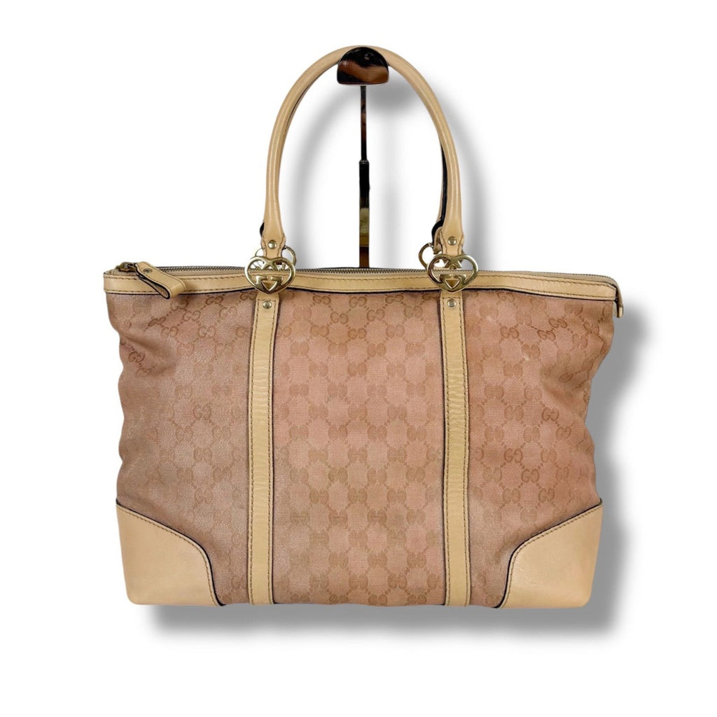 Gucci GG Canvas Tote Pink Beige Bree