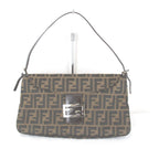 Fendi Zucca Mamma Bucket Logo Shoulder Bag Canvas Brown High