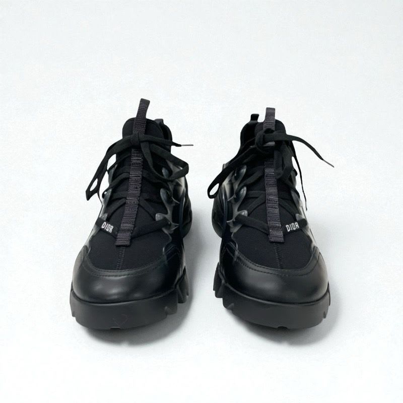 Christian Dior D-connect Sneakers Shoes Rubber Fabric Leather Black Logo — view 2