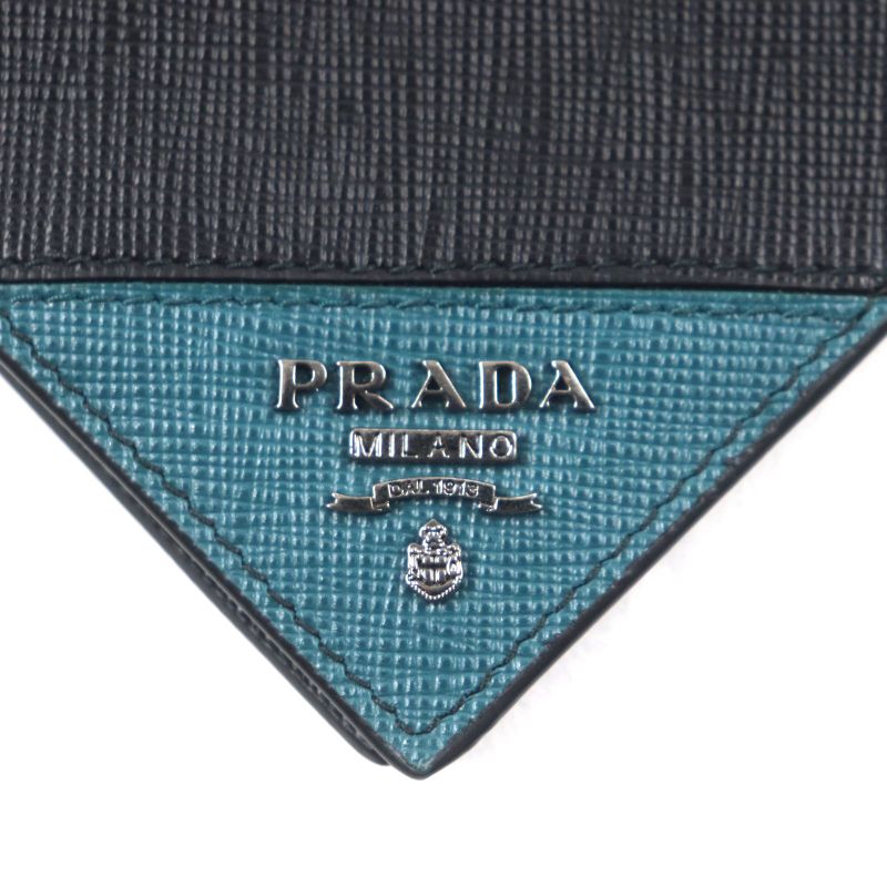 Prada 2 Mo004 Saffianoleather Bicolor Compact Wallet With Logo Hardware — view 7