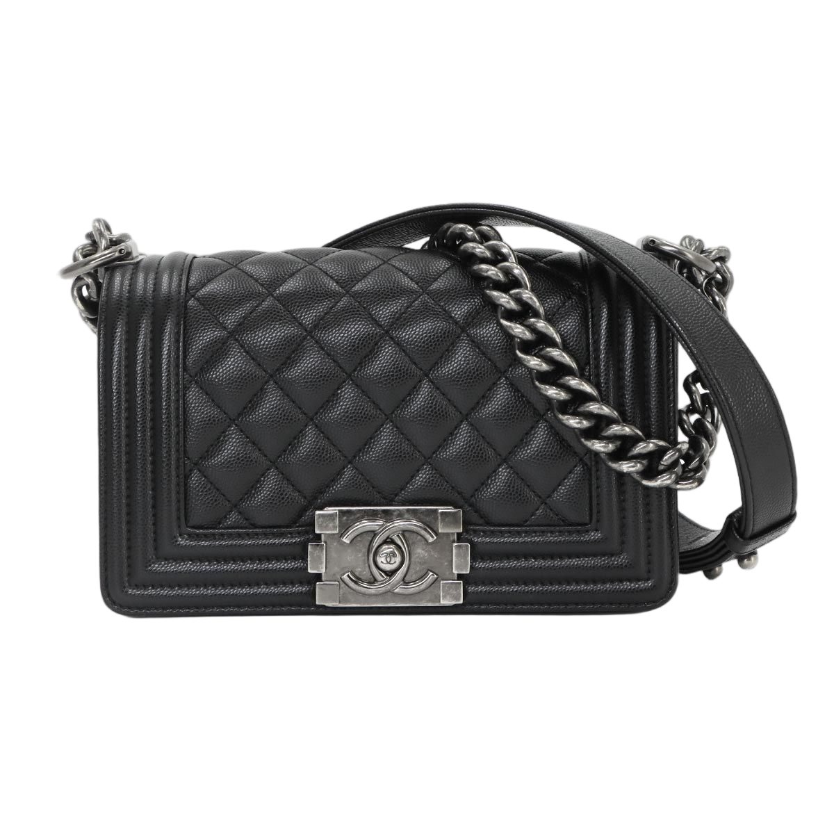 Chanel Boy Small Chain Shoulder Bag Caviar Leather Black