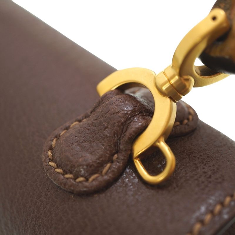 Gucci Bamboo Shoulder Handbag Leather Brown 0084 Vintage With Strap — view 8