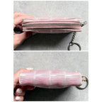Chanel New Travel Line Coin Case Ring Mini Pouch Canvas Pink Coco — view 2