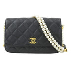 Chanel Shoulder Lambskin Black Wallet
