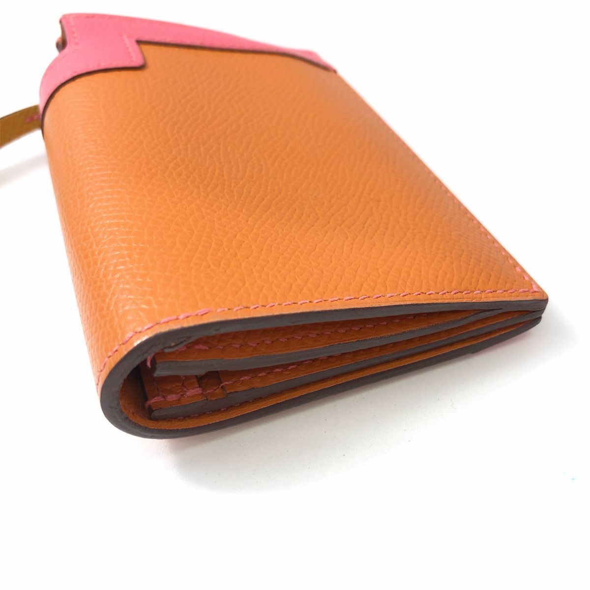 Hermes Camaille Mini Coin Case Veau Epsom Orange Pink — view 5