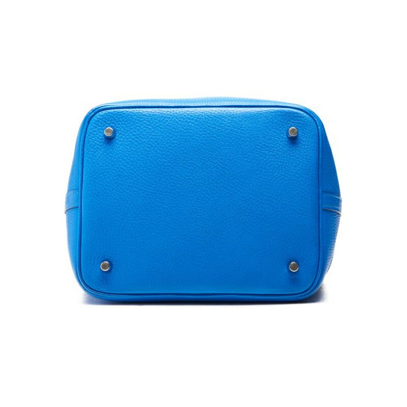 Hermes Picotin Lock MM Handbag Taurillon Clemence Blue Indra — view 7