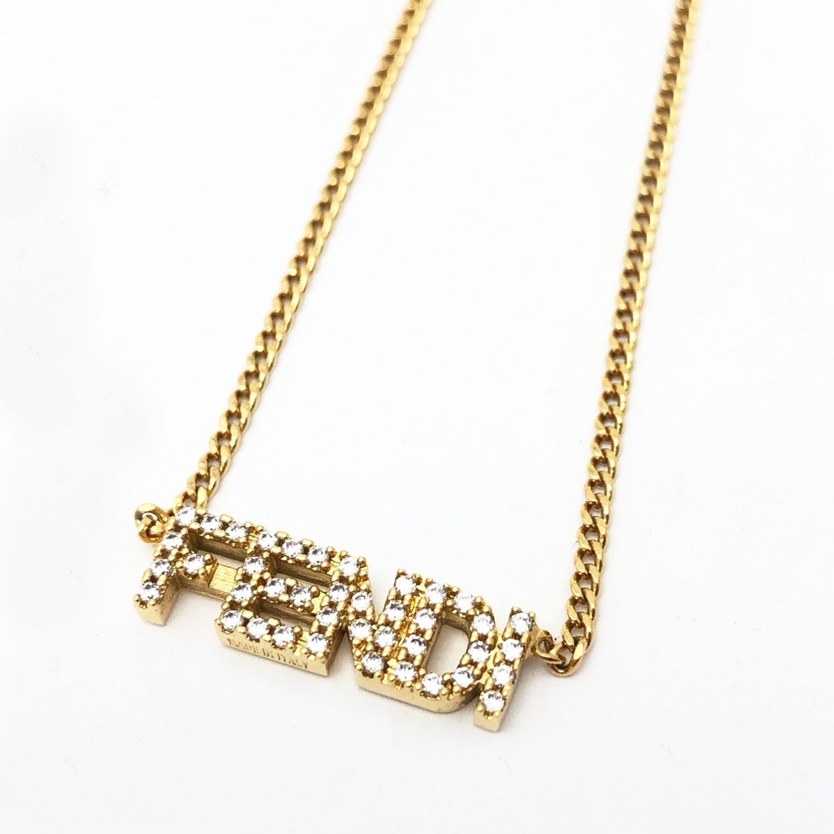 Fendi Logo Necklace Graffiti Zircon Gold — view 2