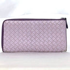Bottega Veneta L Shaped Zipper Long Wallet In Purple Intrecciato — view 2