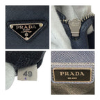 Prada Saffiano Triangle Logo Plate Navy Silver Hardware Leather Business Bag — view 4