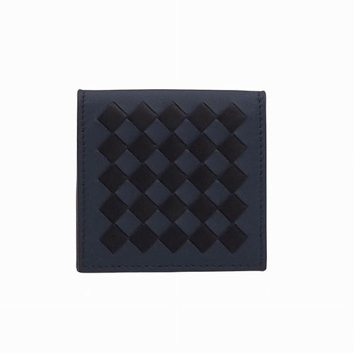 Bottega Veneta Intrecciato Calfskin Black Deep Blue Folding Coin Purse — view 2